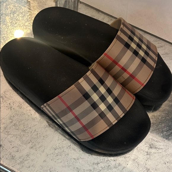 Burberry Black and Beige Check Sandals - Picture 1 of 1